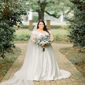 Ivory Off-Shoulder French Silk Bridal Gown
